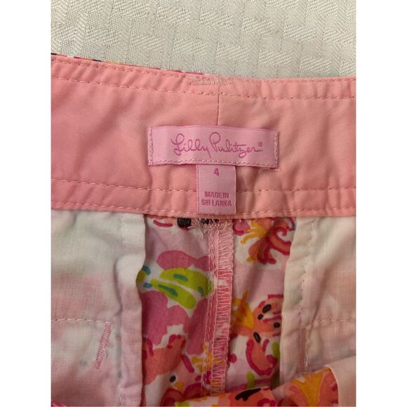 Lilly Pulitzer shorts size 4 small pink tigers flowers rn#88189 - Picture 5 of 8